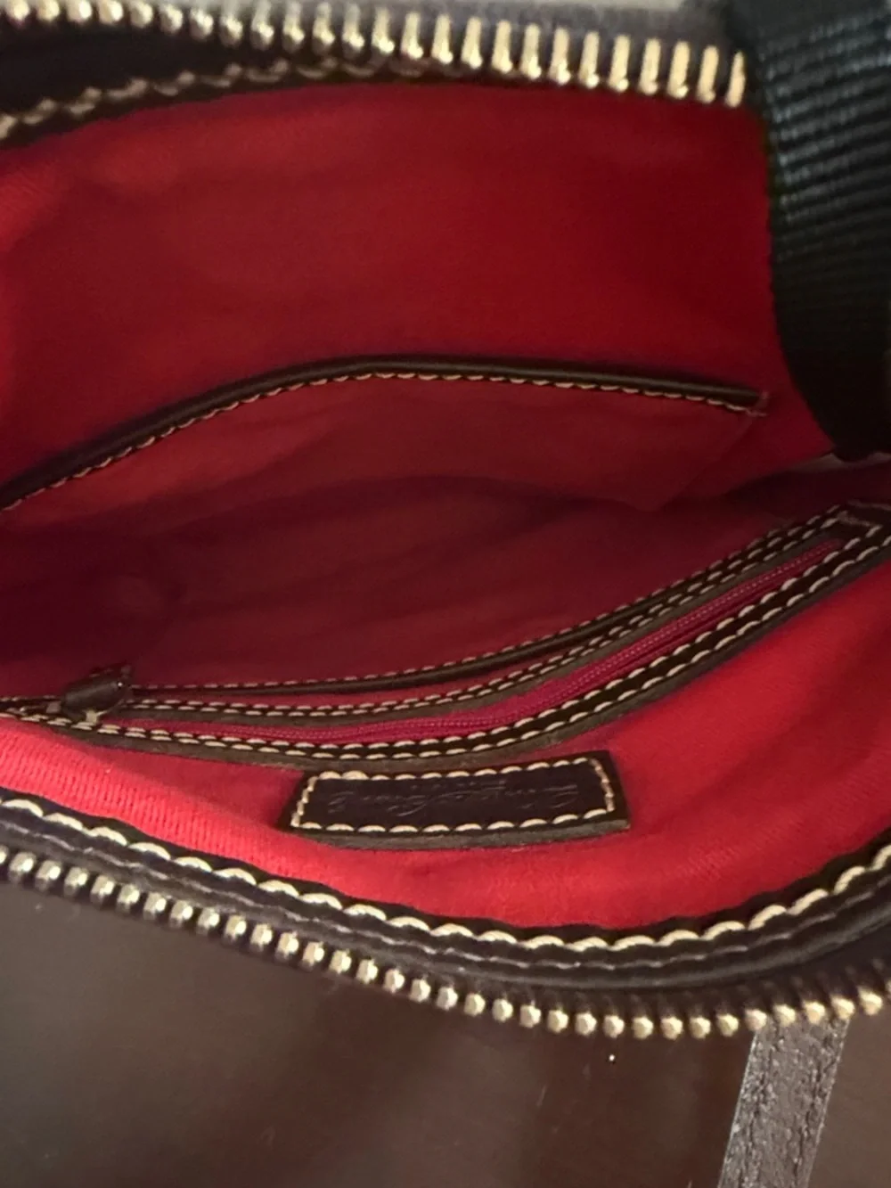 Dooney & Bourke Disney world parks Brown Embossed Leather Crossbody/Dark Trim - Picture 12 of 16